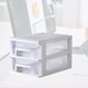 thumbnail image 2 of EeaseMX Minicaja de almacenamiento de plástico transparente con cajón de escritorio de 2 capas para cosméticos y artículos diversos (blanco y transparente), 2 of 7