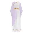 thumbnail image 3 of Alvivi Robe Grecque Antique Toga pour Femmes Robe à Blocs de Couleur Longueur Genou Lavande TG, 3 of 7