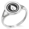 thumbnail image 1 of Stainless Steel Nature Element Rune Minimalist Oval Top Polished Statement Signet Ring, 1 of 1