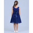 thumbnail image 7 of Manyakai Kids Sleeveless Flower Girl Dress V-Neck Ruched Chiffon Wedding Party Formal Ball Gown Navy Blue 4, 7 of 7