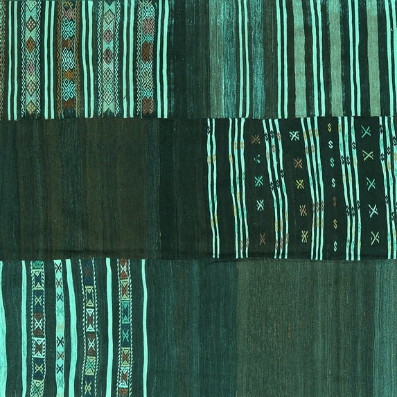 Ahgly Company Indoor Square Southwestern Turquoise Blue Country Area Rugs, 5' Square