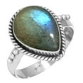 thumbnail image 1 of 925 Sterling Silver Ring For Women - Girls Gray Natural Labradorite Gemstone Silver Ring November Birthstone Hand Made Silver Ring Size 11 Christmas - Gift For Mother Gemstone 925 Silver Jewelry, 1 of 6