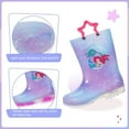 thumbnail image 4 of EUXTERPA Toddler Kids Light Up Rain Boots Girls Glitter Purple Waterproof Boots Toddler Size 8, 4 of 7