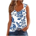 thumbnail image 2 of Horkkom Sleeveless Tops for Women Summer Floral Print V Neck Tank Tops Dressy Business Casual Tops S, 2 of 5