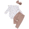 thumbnail image 1 of Xingqing 3PCS Infant Neborn Baby Girls Rainbow Print Long Sleeve Ruffle Romper Long Solid Color Pants, 1 of 10