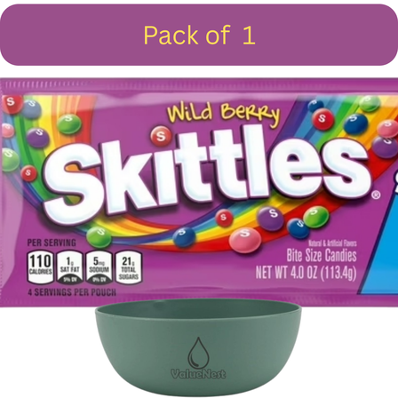Skittles Wild Berry Chewy Candy 4 oz Bag with Bowl by Value Nest
