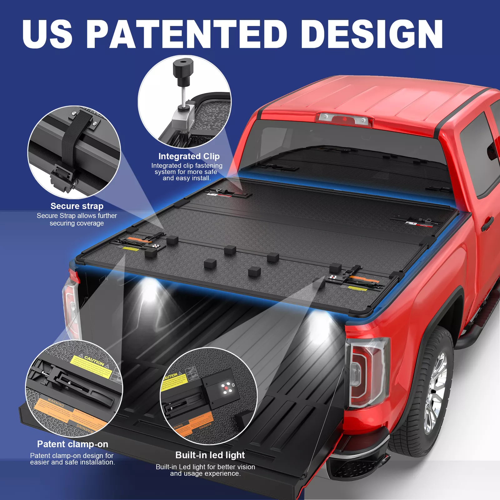 MOSTPLUS 5FT 3-Fold Hard Tonneau Cover for 2015-2026 Chevy Colorado GMC Canyon Truck Bed