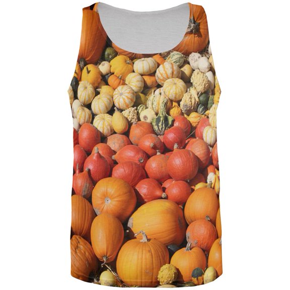 Halloween Rows of Pumpkin All Over Adult Tank Top - Large