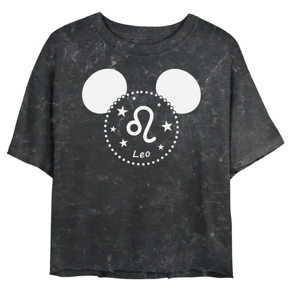 Junior's Mickey & Friends Leo Mousey Silhouette Graphic Crop T-Shirt Black 2X Large