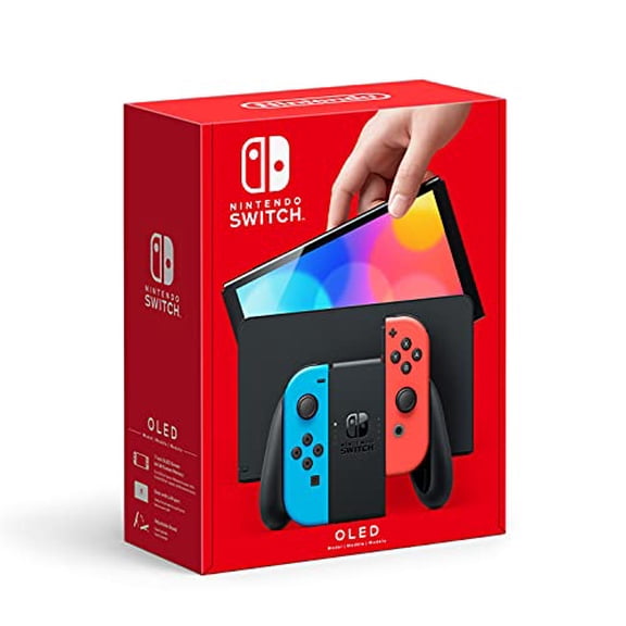 (Open Box) Nintendo Switch - OLED Model with Neon Red & Neon Blue Joy-Con, 64 GB