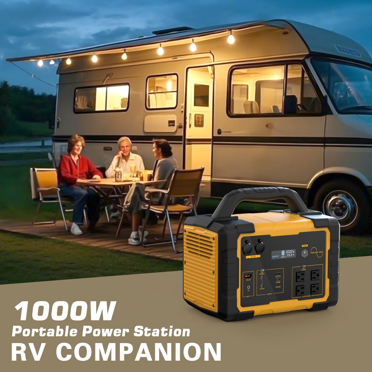 Seizeen 1000W Portable Power Station with 200W Foldable Solar Panel, 1024Wh Lithium Battery, 120V/60HZ AC Outlet, Solar Rechargeable for Home, RV, Camping & Emergencies Use