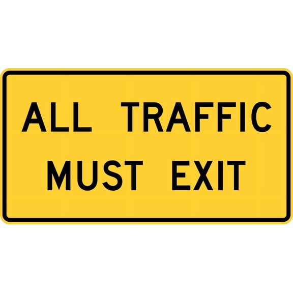 Vinyl Stickers - All Traffic Must exit - Safety and Warning Warehouse Signs Stickers - 3.5" x 5" - 3 Pack