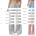 thumbnail image 3 of Pants for Women Striped Elastic Waist Linen Wide Leg Lightweight Beach Casual Trousers Flowy Pants, 3 of 6