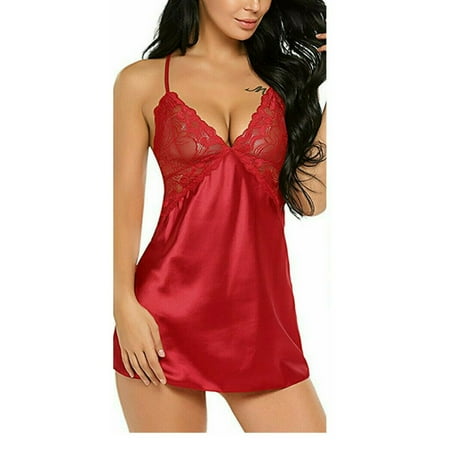 

Pudcoco Women Lace Lingerie Robe Night Dress Underwear Babydoll Sleepwear
