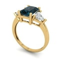 thumbnail image 2 of 2.82 ct Emerald Cut Natural London Blue Topaz 3 Stone 18K Yellow Gold Womens Engagement Ring, 2 of 5