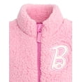 thumbnail image 3 of Chaleco Barbie para niñas pequeñas con piel de oveja sintética con cremallera, color rosa 7-8, 3 of 5