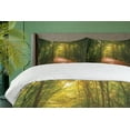 thumbnail image 4 of Ambesonne Landscape Duvet Cover Sets, Misty Forest View Trees, 2-Queen, Forest Green Dark Peach, 4 of 7