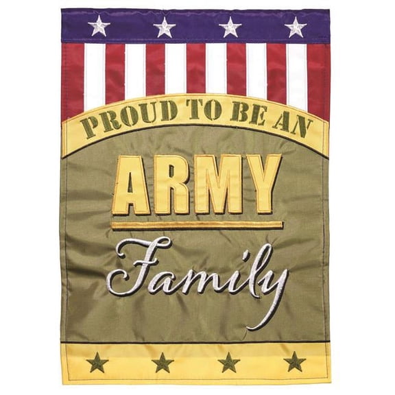 13 x 18 in. Double Applique Army Family Polyester Garden Flag