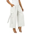 thumbnail image 5 of Abomasnow Cargo Capri Pants for Women Hight Waisted Baggy Cropped Pants Casual Wide Leg Lounge Bottoms with Pockets, 5 of 7