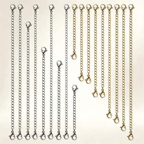 SELIVO Necklace Extenders, 15 Pcs Stainless Steel Gold Silver Necklace Bracelet Anklet Extension Chains with Lobster Clasps and Closures for Jewelry Making necklace extender