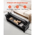thumbnail image 4 of VEVOR Button-Tufted Storage Ottoman Bench, Rolled Arm PU Leather Bench with Solid Wood Legs, Modern Shoe Benches Seat for Entryway,Upholstered End of Bed Benches for Living Room,Dining Room,Black, 4 of 9
