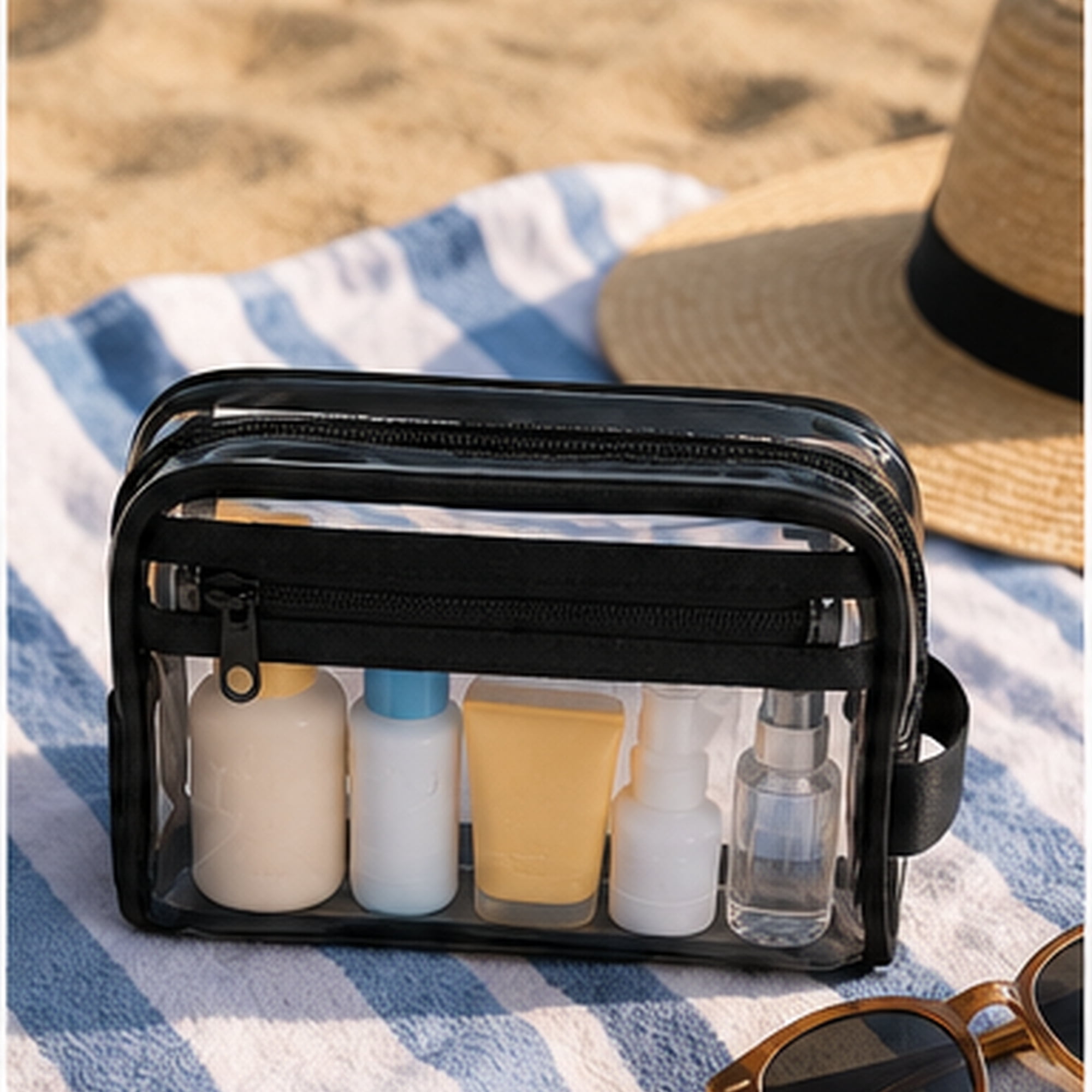Travel Organizer with Side Pocket and Handle, Clear