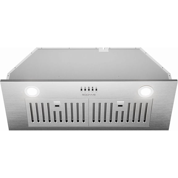 30 Inch Range Hood Insert, 600 CFM Convertible Ducted/Ductless Kitchen Hood in Stainless Steel Finish, 3-Speed Exhaust Fan with LED Lights, Baffle Filters