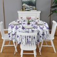 thumbnail image 2 of White Purple Butterfly Plant Pattern Round Tablecloth 60"x60",Wrinkle Wipeable Table Cloth for Kitchen Dining Room Picnic Patio Party, 2 of 6