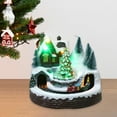 thumbnail image 3 of LED Christmas Winter Scene Village House Building Rotating Landscape Statue for Tabletop Living Room Decor Gift Ornament Christmas Tree, 3 of 7