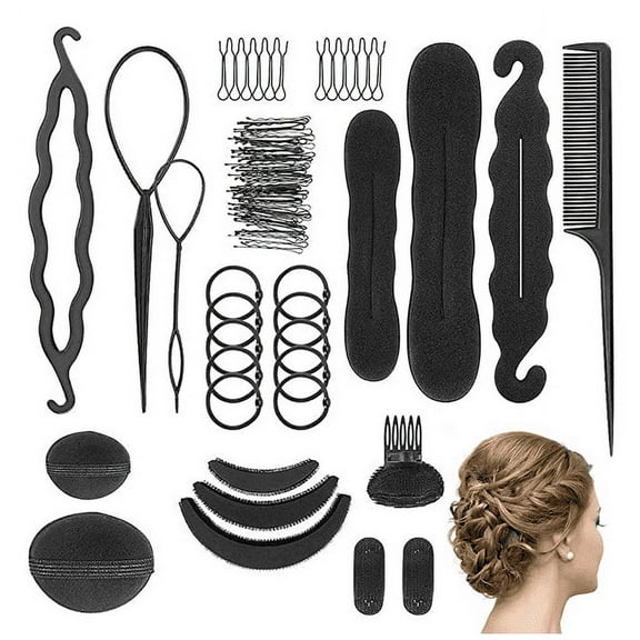 83 Pcs Hair Braiding Tool, DIY Hair Styling Tool Kit Updo Ponytail Maker Accessories Topsy Hair Braid Kit