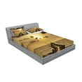 thumbnail image 2 of Ambesonne Nautical Fitted Sheet & Pillow Sham Set, Old Wood Deck Sunset, Queen, Yellow Grey, 2 of 2