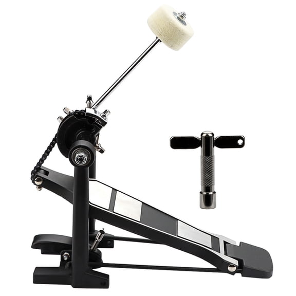 Double Chain Drum Pedal with Drum Beater and Drum Key Single Bass Drum Pedal for Drum Set and Electronic Enduring