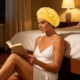thumbnail image 6 of Oksale Silk Bonnet for Sleeping Women Men for Long Hair Satin Sleep Caps Wide Band Womens Bonnets Yellow, 6 of 6