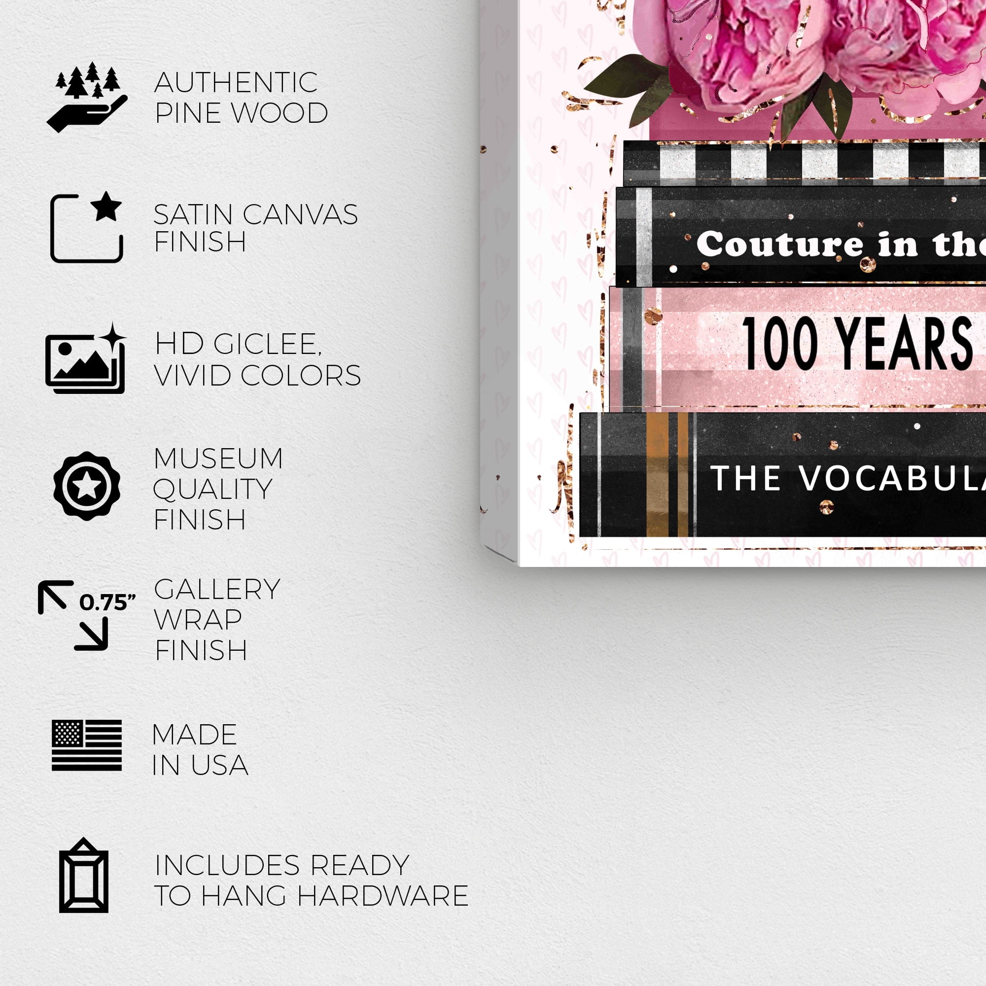 Fashion Books and Love Fashion and Glam Wall Art Print Pink 16x20