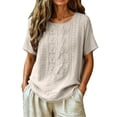 thumbnail image 3 of Business Casual Tops for Women Fashionable Casual Solid Color Pleated Cotton And Linen Tops Shirts Cute Summer Tops1 PC, 3 of 4