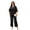 Black, variant on Plus Size Women 2 Piece Dressy Pant Suit, V Neck Pleated Blouse & Wide Leg Pants Formal Outfit for Wedding Guest
