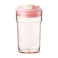 thumbnail image 2 of Gallickan 16oz Dual Drink Plastic Tumbler with Drawstring, One Lid for Sipping and Straw, BPA-Free Clear Portable Coffee Cup, Pink, 1pc, 2 of 6
