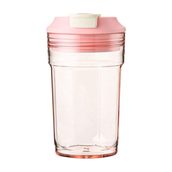 Plastic Travel Cup With Lid and Strap, Portable Iced Coffee Tumbler for Water Tea Cold Drinks Commuting Office Home, Pink