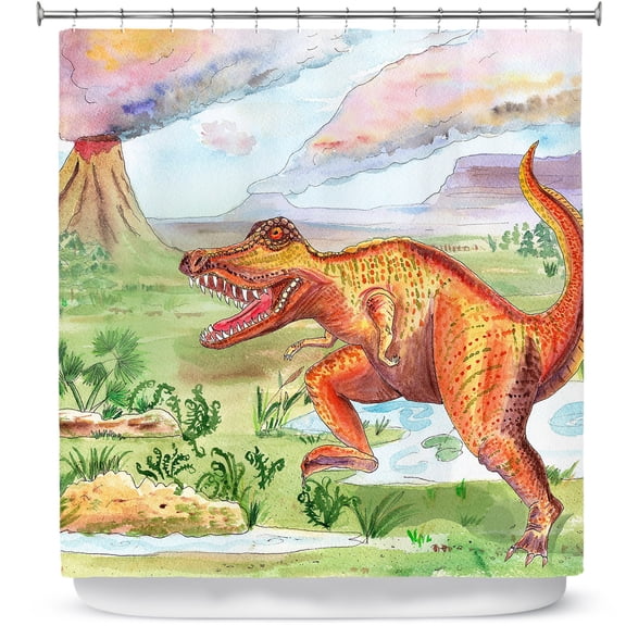 Shower Curtains 70" x 93" from DiaNoche Designs by Catherine Holcombe - Dinosaur III