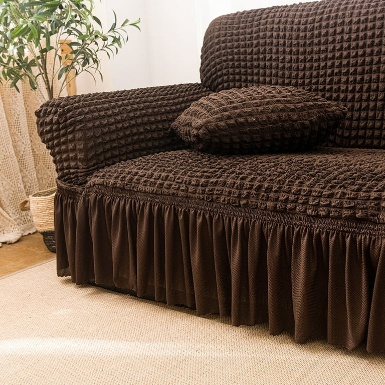 Homore 1 Piece Sofa Slipcover with Pleated Ruffled Skirt Washable High Stretch Durable Furniture Protector 3 Seater Black Coffee Walmart
