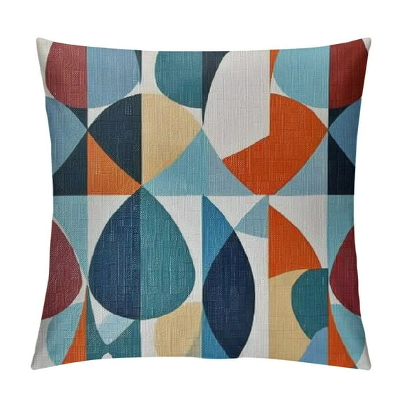 Creowell Mid-Century Lumbar Pillow Covers  Blue Orange Drop Shapes  Pillow Cases Modern Retro Throw Pillows  Home Decor For Living Room Couch Cushion Porch Patio Outdoor