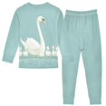 thumbnail image 2 of FORMRS Long Sleeve Top and Pants Pajama Set for Niños 2-Piece Sleepwear, Sizes 18M-8Y, White Cartoon Swan, 2 of 6