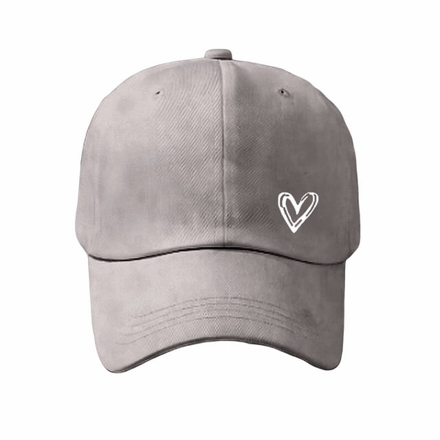 Heart Embroidered Baseball Cap,Distressed Adjustable Hat,Casual Unisex Dad Cap,Exquisite Heart Embroidered Baseball Cap Vintage Distressed Washed Adjustable Comfortable Fit Peaked Hat,Grey