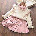 thumbnail image 2 of ZIXKCGDSE Girl Skirt Set Knit Sweater Flower Top and Pleated Skirt Elegant Fall Winter Outfit Size 3-4 Years, 2 of 4