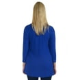 thumbnail image 4 of Simply Ravishing Women's Basic Assymetrical 3/4 Sleeve Open Drape Cardigan, 2X, Royal, 4 of 5