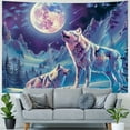 thumbnail image 4 of PRATYUS  Cool Wolf Tapestry for Men, Fantasy Animals Psychedelic Moon Tapestry Wall Hanging for Boys Bedroom, Trippy Mountian Forest Tapestry Blanket College Dorm Home Decor Painting, 4 of 6