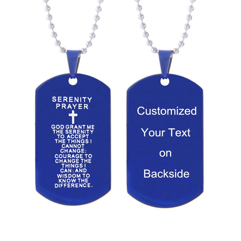 Personalized Men's Bible Verse Dog Tag Necklace for Men,Customized God  Grant Me Serenity Prayer Strength Pendant Stainless Steel Christ Cross Dog  Tags