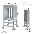 thumbnail image 3 of Milliard Kids Kitchen Step Stool Helper, Foldable – for Kids and Toddlers - Wooden (Grey), 3 of 8