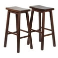 thumbnail image 3 of PJ Wood Classic Saddle Seat 29-Inch Tall Counter Stools, Walnut (Set of 4), 3 of 9