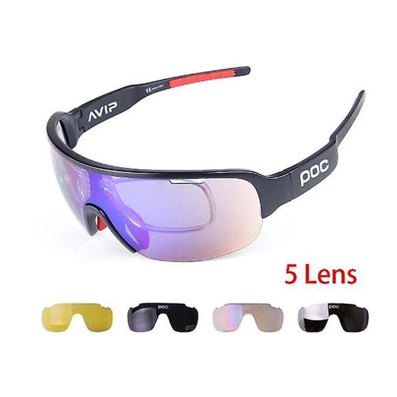 Poc 5 Lens Polarized Cycling Sunglasses Glasses Men Women Bike Eyewear Bicycle Goggles Uv400